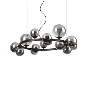 LUSTRA PERLAGE SP14, NEGRU MAT/FUMURIU, DIN METAL SI STICLA, STIL MODERN