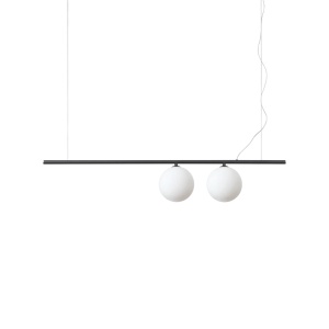 LUSTRA PERLINE SP2, NEGRU MAT, DIN METAL SI STICLA, STIL MODERN