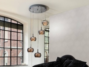 LUSTRA/PLAFONIERA ARIAN, 43 CM, CROM/TRANSPARENT, DIN METAL SI STICLA, STIL MODERN