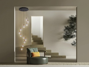 LUSTRA/PLAFONIERA CORINA, CU TELECOMANDA, 90/260 CM, NEGRU MAT/CUPRU, DIN METAL SI ACRIL, STIL MODERN