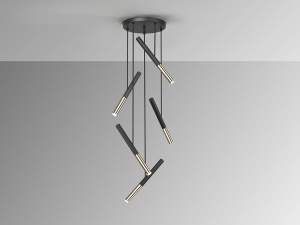 LUSTRA/PLAFONIERA EDNA, CU TELECOMANDA, 43 CM, NEGRU MAT/AURIU/OPAL, DIN METAL SI ACRIL, STIL MODERN