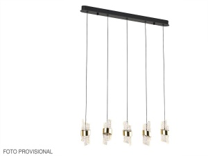 LUSTRA/PLAFONIERA ILIADA, 96 CM, NEGRU MAT/AURIU, DIN METAL SI ACRIL, STIL MODERN