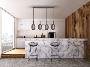 LUSTRA/PLAFONIERA MICRON, 88 CM, NEGRU/AURIU, DIN METAL SI ACRIL, STIL MODERN