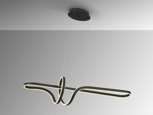 LUSTRA/PLAFONIERA SINPHONY, CU TELECOMANDA, 99 CM, NEGRU MAT/OPAL, DIN METAL SI SILICON, STIL MODERN - Img 3