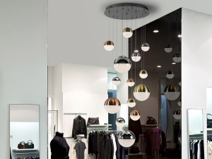 LUSTRA/PLAFONIERA SPHERE, CU TELECOMANDA, 60 CM, CROM/ALAMA/CUPRU, DIN METAL SI POLICARBONAT, STIL MODERN - Img 3