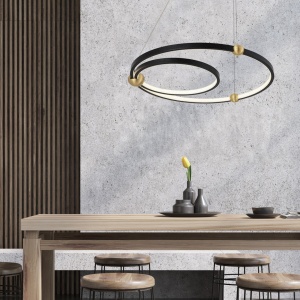 LUSTRA RING CU TELECOMANDA APP692-30-50, 50x50 cm, NEGRU SI AURIU, DIN METAL DE INALTA CALITATE, STIL MODERN, TU - Img 5