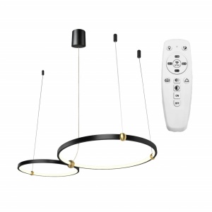LUSTRA RING CU TELECOMANDA APP763-30-50, 80x50 cm, NEGRU SI AURIU, DIN METAL DE INALTA CALITATE, STIL MODERN, TU