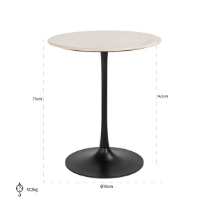 MASA BISTRO TAVOLO, BEJ, 70 CM, 8855, CONFECTIONATA DIN METAL SI MARMURA, STIL MODERN - Img 2