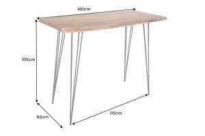 MASA DE BAR 140CM, MAMMUT, DIN LEMN MASIV SI METAL, COD 43670, DESIGN INDUSTRIAL - Img 4