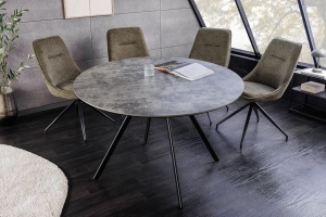 MASA DE DINING ROTUNDA, ATELIER 100CM, FURNIR LEMN, MELAMINA SI METAL, ASPECT PIATRA, ARTIM GROUP SELECTION