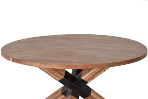 MASA DINING 150CM, MARO/NEGRU, LEMN MASIV DE ACACIA SI METAL, GINER Y COLOMER - Img 2