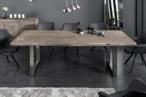 MASA DINING 200 CM, MAMMUT ARTWORK, DIN LEMN MASIV DE SALCAM GRI STIL VINTAGE - Img 2