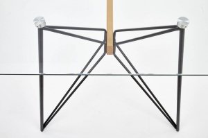 MASA DINING ALLEGRO, TRANSPARENT/FAG/NEGRU, 160 CM, BLAT DIN STICLA SI PICIOARE DIN METAL, STIL MODERN - Img 4