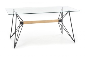 MASA DINING ALLEGRO, TRANSPARENT/FAG/NEGRU, 160 CM, BLAT DIN STICLA SI PICIOARE DIN METAL, STIL MODERN - Img 6