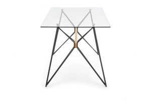 MASA DINING ALLEGRO, TRANSPARENT/FAG/NEGRU, 160 CM, BLAT DIN STICLA SI PICIOARE DIN METAL, STIL MODERN - Img 8