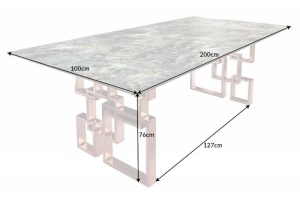 MASA DINING ATLANTIS DIN STICLA SI METAL 200CM, TURCOAZ/AURIU COD 41748 - Img 6