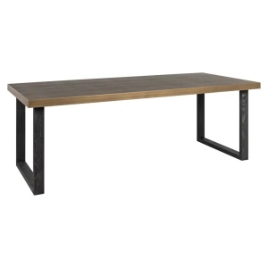 MASA DINING BLOOMVILLE, 200 CM, MARO/NEGRU, DIN STEJAR, PIELE ECO SI METAL, RICHMOND INTERIORS
