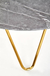 MASA DINING BONELLO, CU EFECT DE MARMURA GRI DESCHIS/AURIU ANTICHIZAT, 120 CM, DIN MDF SI METAL, STIL MODERN - Img 3
