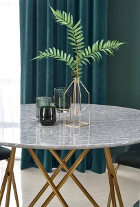 MASA DINING BONELLO, CU EFECT DE MARMURA GRI DESCHIS/AURIU ANTICHIZAT, 120 CM, DIN MDF SI METAL, STIL MODERN - Img 7