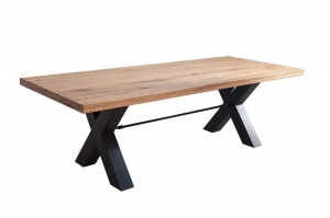 MASA DINING DIN LEMN MASIV 200CM, THOR, COD 41183, STEJAR SI CADRUL DIN METAL, STIL INDUSTRIAL - Img 6