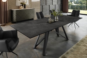 MASA DINING EXTENSIBILA, ATLAS 160/200CM, BLAT DIN STICLA, CERAMICA SI PICIOARE METAL, ARTIM GROUP SELECTION - Img 3