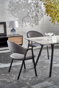 MASA DINING EXTENSIBILA BALROG 2, GRI DESCHIS/NEGRU, 140/180 CM, BLAT DIN MDF LACUIT SI PICIOARE DIN METAL, STIL MODERN - Img 6