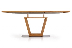 MASA DINING EXTENSIBILA BLACKY, STEJAR AURIU/NEGRU, 160/220 CM, BLAT DIN MDF SI PICIOR DIN METAL, STIL MODERN - Img 5