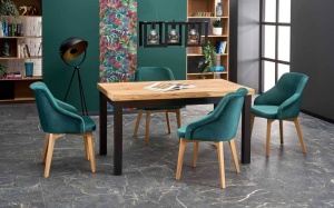 MASA DINING EXTENSIBILA TIAGO, STEJAR CRAFT/NEGRU, 140/220 CM, BLAT DIN PAL SI PICIOARE DIN LEMN MASIV, STIL VINTAGE - Img 2