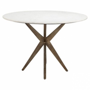 MASA DINING MAISY, 114 CM, EFECT DE MARMURA ALBA/CUPRU, DIN MARMURA SI METAL, RICHMOND INTERIORS