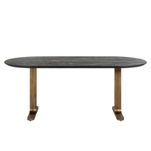 MASA DINING OVALA REVELIN, 200 CM, NEGRU/AURIU ANTICHIZAT, DIN LEMN DE MANGO SI METAL, RICHMOND INTERIORS - Img 2