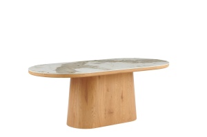 MASA DINING OVALA, UNIQUE, 200CM, CADRUL CERAMIC FURNIRUIT SI BLAT DIN MARMURA, ARTIM GROUP SELECTION