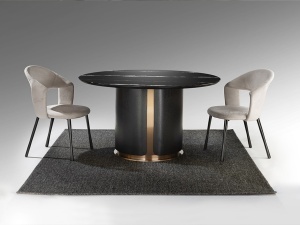 MASA DINING ROTUNDA, ZOLO 135CM, MDF, METAL SI BLAT DIN MARMURA, DESIGN MODERN, SCHULLER - Img 5