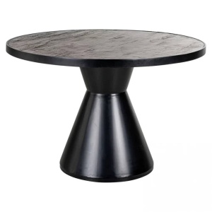 MASA DINING RUSSELL, 120 CM, MARO/NEGRU, DIN FURNIR DE PIATRA SI METAL, RICHMOND INTERIORS