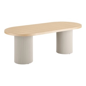 MASA DINING SOLVA 100x220x75 cm, REALIZATA DIN LEMN DE FRASIN SI MDF, CULOARE ALB/NISIPIU, HOUSE NORDIC