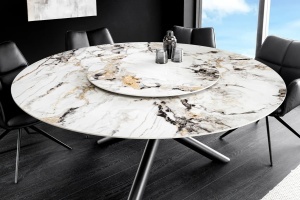 MASA DINING, SPIN 150CM, CU FARFURIE DETASABILA, METAL, STICLA/CERAMICA, MARMURA MULTICOLOR/ALBA, ARTIM GROUP SELECTION - Img 4