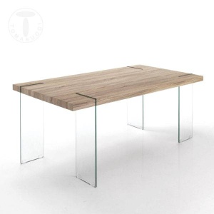 MASA ELEGANTA DE BIROU 180CM, WAVER, COD 3056, STIL MODERN, REALIZATA DIN STICLA SI MDF