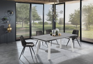 MASA ELEGANTA DIN CERAMICA 160/240CM, DEEM, COD 4655, STIL MODERN, REALIZATA DIN METAL SI CERAMICA - Img 6