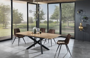 MASA ELEGANTA EXTENSIBILA 160/200CM, EMME, COD 3745, STIL MODERN, REALIZATA DIN METAL SI MDF - Img 1