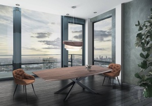 MASA ELEGANTA EXTENSIBILA 160/210CM, HICS DARK, COD 3291, STIL MODERN, REALIZATA DIN METAL SI MDF - Img 1
