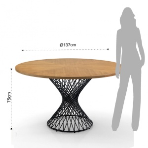 MASA ELEGANTA ROTUNDA 137CM, CLEW, COD 4171, STIL MODERN, REALIZATA DIN METAL SI MDF - Img 5