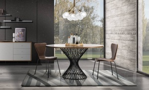MASA ELEGANTA ROTUNDA 137CM, CLEW, COD 4171, STIL MODERN, REALIZATA DIN METAL SI MDF - Img 7