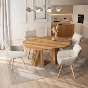 MASA EXTENSIBILA 120/200CM, ARTIM MEBLE, REALIZATA DIN MDF, CULOARE STEJAR, STIL MODERN - Img 3