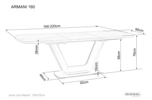 MASA EXTENSIBILA ARMANI, ALB MAT, 160/220 CM, DIN STICLA SECURIZATA, MDF SI METAL, STIL MODERN - Img 5