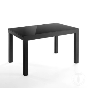MASA EXTENSIBILA ELEGANTA 120/350CM, LONG BLACK, COD 3346, STIL MODERN, REALIZATA DIN METAL SI STICLA/MDF