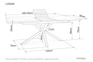 MASA EXTENSIBILA LOGAN, 160/200 CM, NUC/NEGRU MAT, BLAT DIN MDF SI PICIOARE DIN METAL, STIL MODERN - Img 8