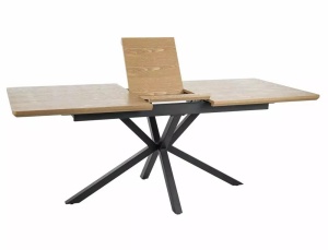 MASA EXTENSIBILA LOGAN, 160/200 CM, STEJAR/NEGRU MAT, BLAT DIN MDF SI PICIOARE DIN METAL, STIL MODERN - Img 5