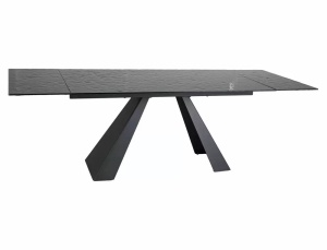 MASA EXTENSIBILA SALVADORE, 160/240 CM, EFECT DE STICLA TOPITA/NEGRU MAT, DIN STICLA SECURIZATA SI METAL, STIL MODERN - Img 2