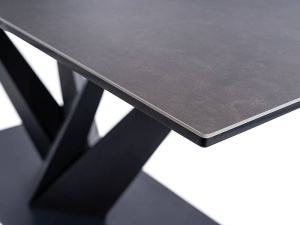 MASA EXTENSIBILA SORENTO, 160/220 CM, GRI/NEGRU MAT, BLAT DIN STICLA SECURIZATA, CERAMICA SI PICIOARE DIN METAL, STIL MODERN - Img 7