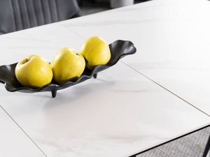 MASA EXTENSIBILA WESTIN SC, EFECT DE MARMURA ALBA/NEGRU, 120/160 CM, STICLA SECURIZATA, CERAMICA SI METAL, STIL MODERN - Img 4
