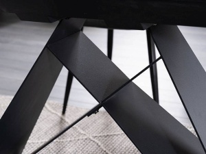 MASA EXTENSIBILA WESTIN SC, EFECT DE MARMURA ALBA/NEGRU, 120/160 CM, STICLA SECURIZATA, CERAMICA SI METAL, STIL MODERN - Img 6
